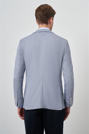 Morven Erkek İndigo Örme Slim Fit Mono Yaka Ceket