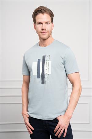 Morven Erkek İndigo Trend Bisiklet Yaka Dinamik Fit Pamuk T-Shirt