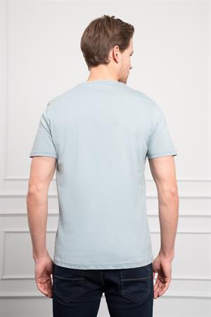 Morven Erkek İndigo Trend Bisiklet Yaka Dinamik Fit Pamuk T-Shirt