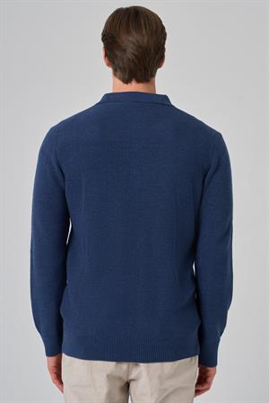 Morven Erkek İndigo Trend Polo Yaka Dynamic Fit Rahat Kesim Triko