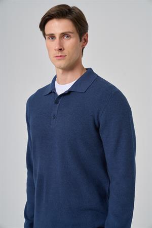 Morven Erkek İndigo Trend Polo Yaka Dynamic Fit Rahat Kesim Triko