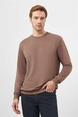Morven Erkek KAHVE Basic Bisiklet Yaka Sweat-Shirt