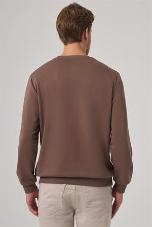 Morven Erkek KAHVE Basic Bisiklet Yaka Sweatshirt