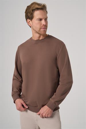 Morven Erkek KAHVE Basic Bisiklet Yaka Sweatshirt