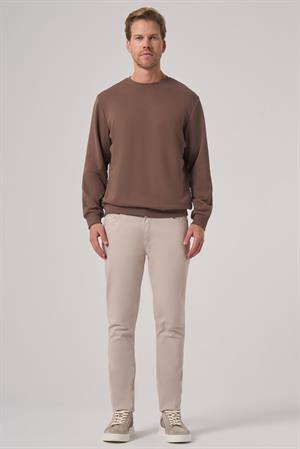 Morven Erkek KAHVE Basic Bisiklet Yaka Sweatshirt