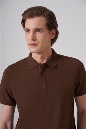 Morven Erkek KAHVE Basic Polo Yaka Dynamic Fit T-Shirt