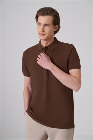Morven Erkek KAHVE Basic Polo Yaka Dynamic Fit T-Shirt