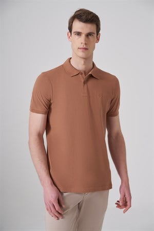 Morven Erkek KAHVE Basic Polo Yaka Dynamic Fit T-Shirt