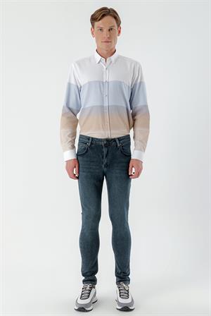 Morven Erkek KAHVE Denim 5 Cep Slim Fit Jean Kot Pantolon