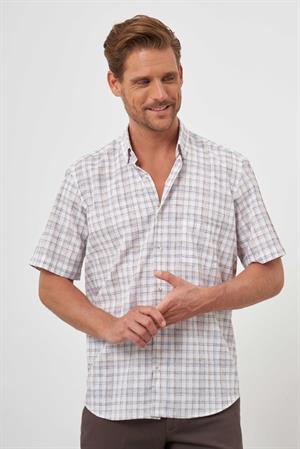 Morven Erkek KAHVE Keten Kısa Kollu Gömlek