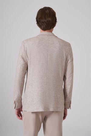 Morven Erkek KAHVE Keten Trend Desenli Slim Fit Mono Yaka Ceket