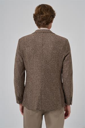 Morven Erkek KAHVE Örme Slim Fit Mono Yaka Ceket