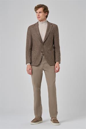 Morven Erkek KAHVE Örme Slim Fit Mono Yaka Ceket