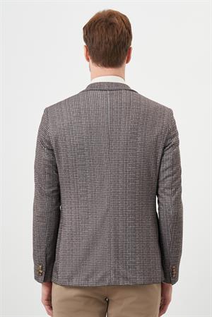 Morven Erkek KAHVE Örme Slim Fit Torba Cep Mono Yaka Spor Ceket