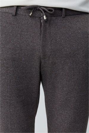 Morven Erkek KAHVE Örme Trend Çizgili Slim Fit Pantolon