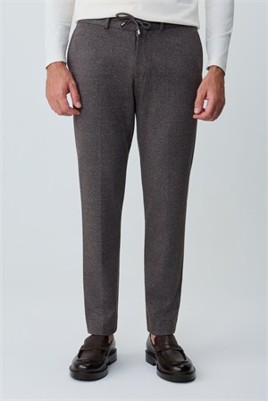 Morven Erkek KAHVE Örme Trend Çizgili Slim Fit Pantolon