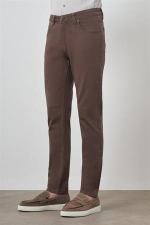 Morven Erkek KAHVE Pamuk 5 Cep Slim Fit Jean Kot Pantolon