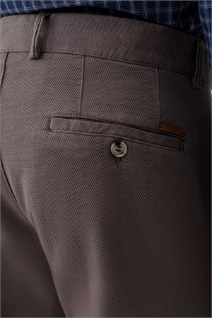 Morven Erkek KAHVE Pamuk Trend Desenli Slim Fit Chino Pantolon