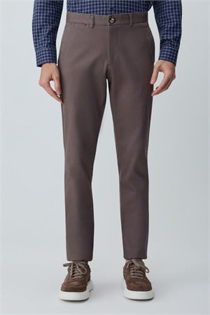 Morven Erkek KAHVE Pamuk Trend Desenli Slim Fit Chino Pantolon