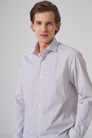 Morven Erkek KAHVE Pamuk Trend Dynamic Fit İtalyan Yaka Gömlek