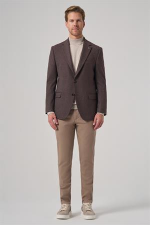 Morven Erkek KAHVE Poliviskon Dokuma Desenli Dynamic Fit Mono Yaka Ceket