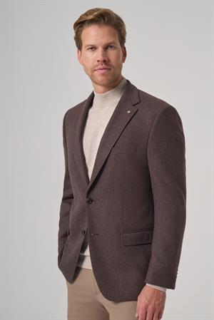 Morven Erkek KAHVE Poliviskon Dokuma Desenli Dynamic Fit Mono Yaka Ceket