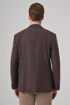Morven Erkek KAHVE Poliviskon Dokuma Desenli Dynamic Fit Mono Yaka Ceket