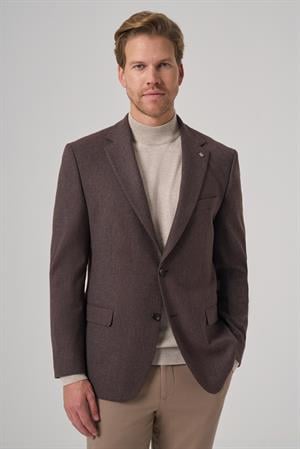 Morven Erkek KAHVE Poliviskon Dokuma Desenli Dynamic Fit Mono Yaka Ceket