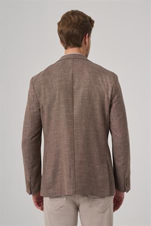 Morven Erkek KAHVE Poliviskon Trend Desenli Dynamic Fit Mono Yaka Ceket