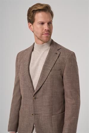 Morven Erkek KAHVE Poliviskon Trend Desenli Dynamic Fit Mono Yaka Ceket