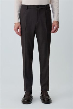 Morven Erkek KAHVE Poliviskon Trend Düz Slim Fit Pantolon
