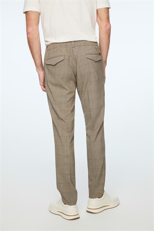 Morven Erkek KAHVE Poliviskon Trend Ekoseli Slim Fit Pantolon
