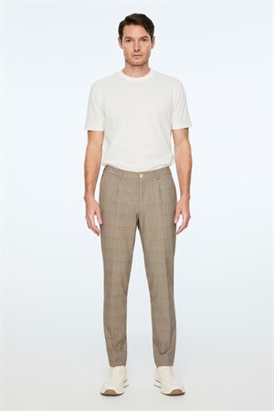 Morven Erkek KAHVE Poliviskon Trend Ekoseli Slim Fit Pantolon