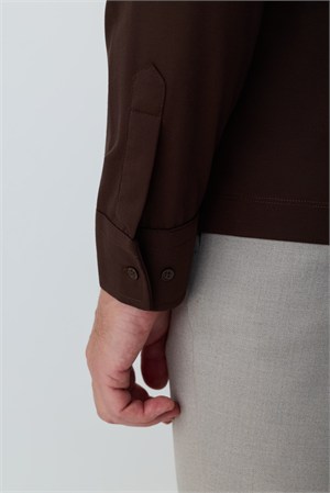 Morven Erkek KAHVE Polo Yaka Rayon Sweatshirt