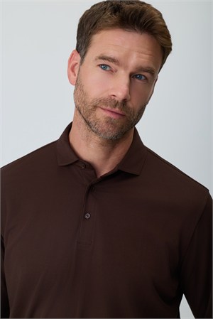 Morven Erkek KAHVE Polo Yaka Rayon Sweatshirt