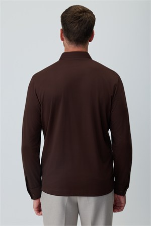 Morven Erkek KAHVE Polo Yaka Rayon Sweatshirt