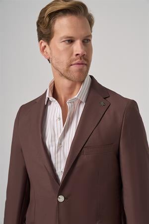 Morven Erkek KAHVE Slim Fit Mono Yaka Ceket