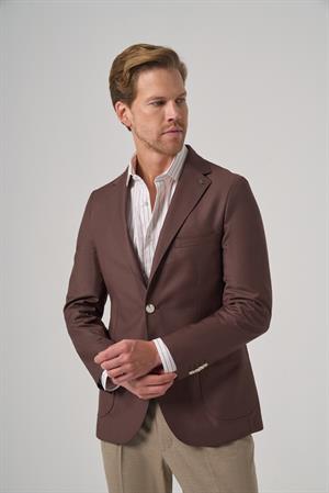 Morven Erkek KAHVE Slim Fit Mono Yaka Ceket