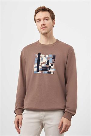 Morven Erkek KAHVE Trend Bisiklet Yaka Sweat-Shirt