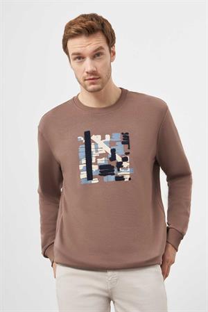 Morven Erkek KAHVE Trend Bisiklet Yaka Sweat-Shirt
