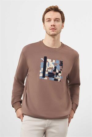 Morven Erkek KAHVE Trend Bisiklet Yaka Sweat-Shirt