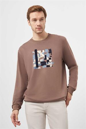 Morven Erkek KAHVE Trend Bisiklet Yaka Sweat-Shirt