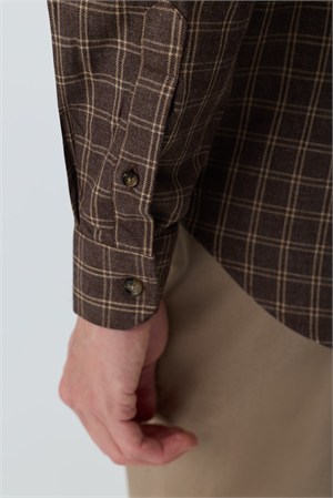 Morven Erkek KAHVE Trend Ekoseli Dynamic Fit Gömlek