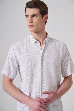 Morven Erkek KAHVE Trend Regular Fit Düğmeli Yaka Kısa Kol Gömlek