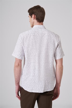 Morven Erkek KAHVE Trend Regular Fit Düğmeli Yaka Kısa Kol Gömlek