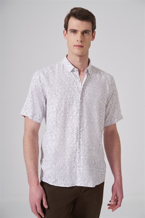 Morven Erkek KAHVE Trend Regular Fit Düğmeli Yaka Kısa Kol Gömlek