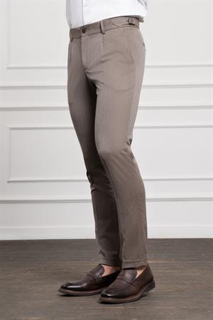 Morven Erkek KAHVE Trend Slim Fit Dar Kesim Pileli Pantolon
