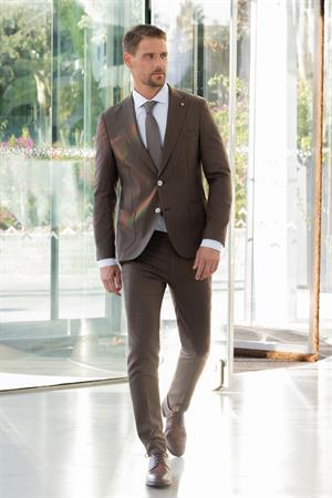 Morven Erkek KAHVE Trend Slim Fit Mono Yaka Takım Elbise