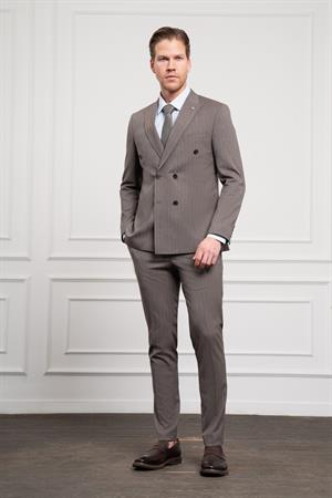 Morven Erkek KAHVE Trend Slim Fit Sivri Yaka Kruvaze Takım Elbise