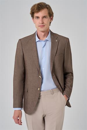 Morven Erkek KAHVE Yünlü Dynamic Fit Rahat Kesim Ceket